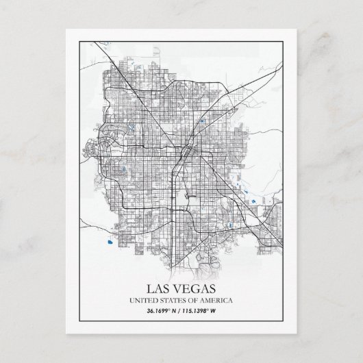 Las Vegas Nevada USA Cities Travel City Map Briefkaart (Voorkant)