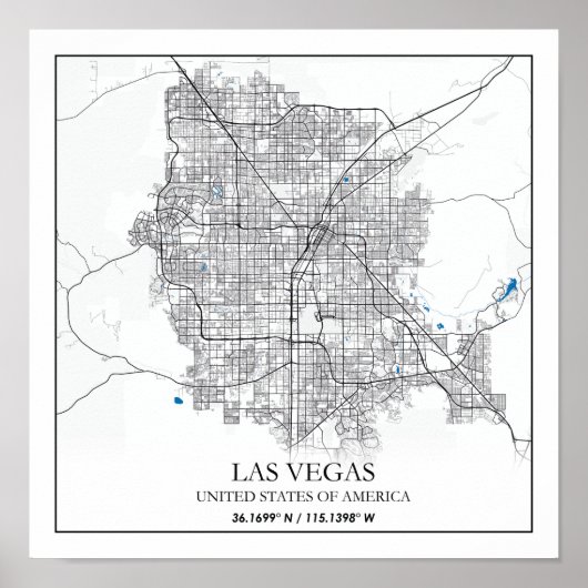 Las Vegas Nevada USA Cities Travel City Map Poster (Voorkant)