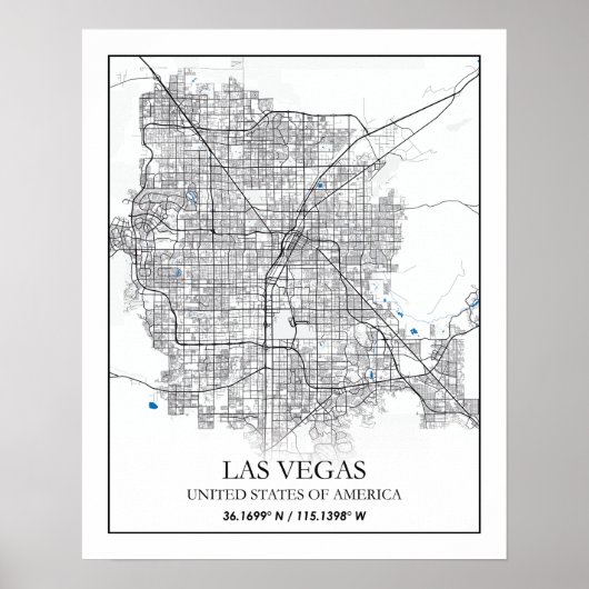 Las Vegas Nevada USA Cities Travel City Map Poster (Voorkant)