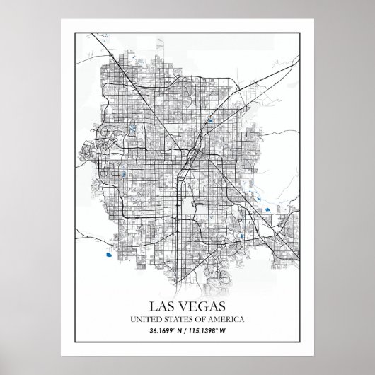 Las Vegas Nevada USA Cities Travel City Map Poster (Voorkant)