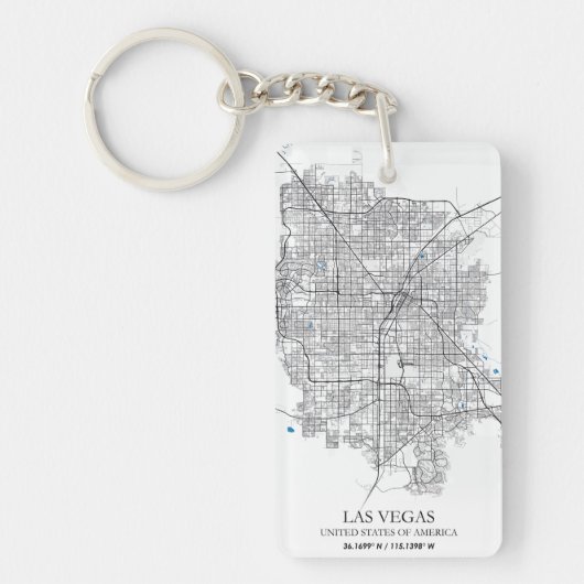 Las Vegas Nevada USA Cities Travel City Map Sleutelhanger (Voorkant)