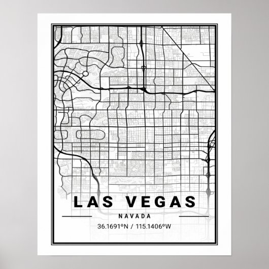 Las Vegas Nevada USA Travel City Map Poster (Voorkant)
