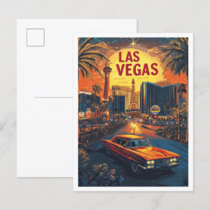Las Vegas Nevada USA Vintage Illustratie Reizen Briefkaart