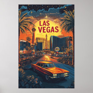 Las Vegas Nevada USA Vintage Illustratie Reizen Poster