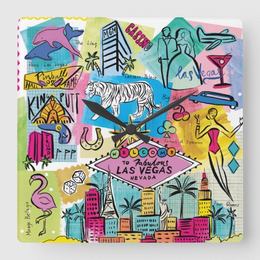 Las Vegas, Nevada Vierkante Klok (Voorkant)