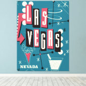 Las Vegas nevada vintage-poster Canvas Afdruk (Insitu (Houten vloer))
