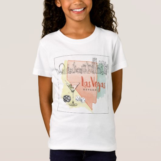 Las Vegas, Nevada | Waterverf Schets Afbeelding T-shirt (Voorkant)