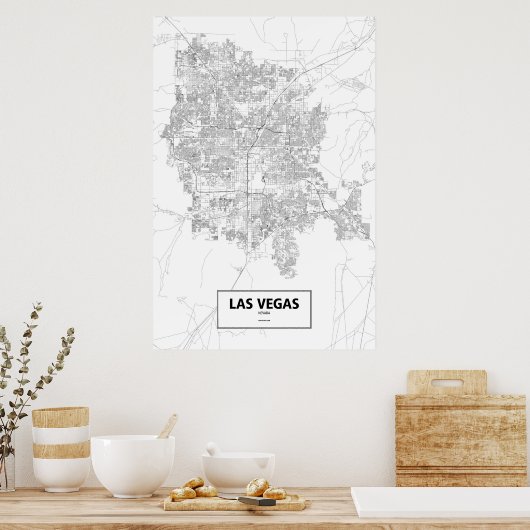 Las Vegas, Nevada (zwart op wit) Poster (Keuken)