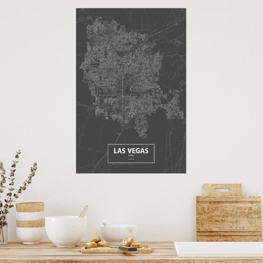 Las Vegas, Nevada (zwart wit) Poster (Keuken)
