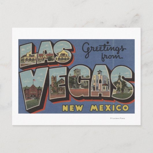 Las Vegas, New Mexico - Grote Letter-scènes Briefkaart (Voorkant)