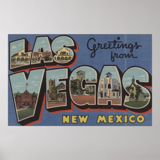 Las Vegas, New Mexico - Large Letter Scenes 2 Poster (Voorkant)