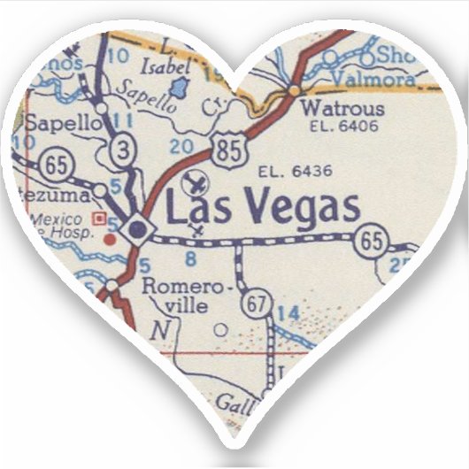 Las Vegas New Mexico Map Sticker (Voorkant)