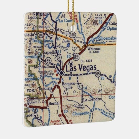 Las Vegas New Mexico Old Map Keramisch Ornament (Rechts)