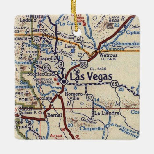 Las Vegas New Mexico Old Map Keramisch Ornament (Voorkant)
