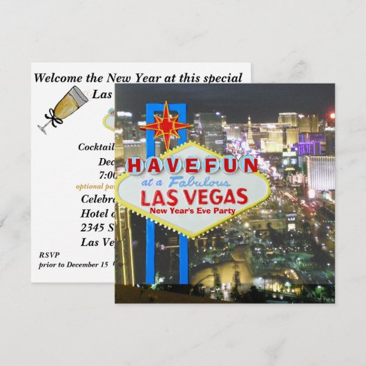 Las Vegas nieuwjaarsfeest Kaart (Voorkant / Achterkant)