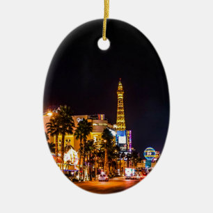 Las Vegas Night Lights Strip Eiffel Tower Casino Keramisch Ornament
