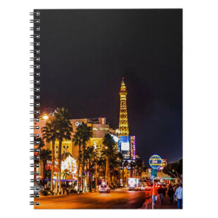 Las Vegas Night Lights Strip Eiffel Tower Casino Notitieboek