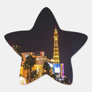 Las Vegas Night Lights Strip Eiffel Tower Casino Ster Sticker