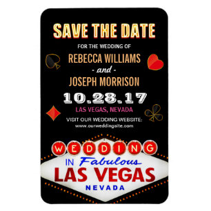 Las Vegas Night Neon Sign - Save the Date Wedding Magneet