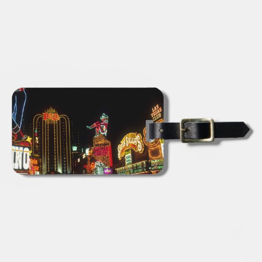 Las Vegas Night Time Neon Lights Casinos Sign Bagagelabel (Voorkant horizontaal)