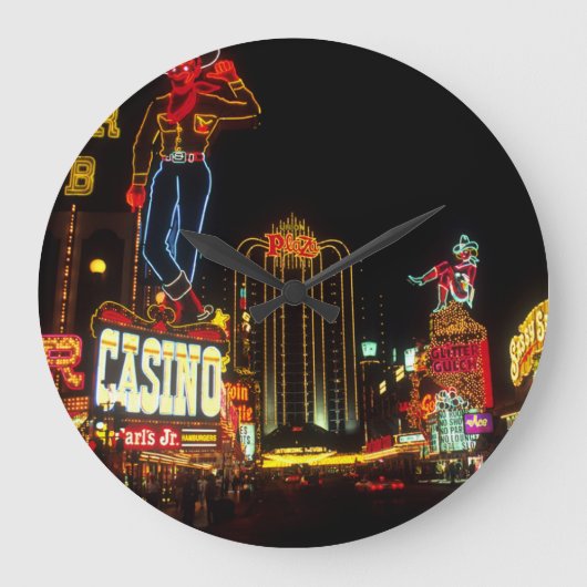 Las Vegas Night Time Neon Lights Casinos Sign Grote Klok (Voorkant)