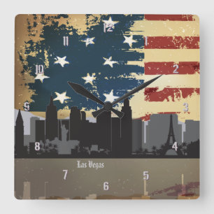 Las Vegas NV American Cities CityScape Clock Vierkante Klok
