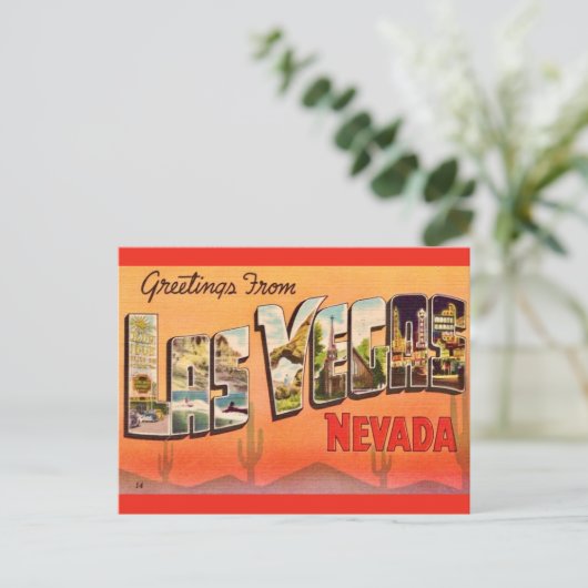 Las Vegas NV Retro Groet Briefkaart (Staand voorkant)