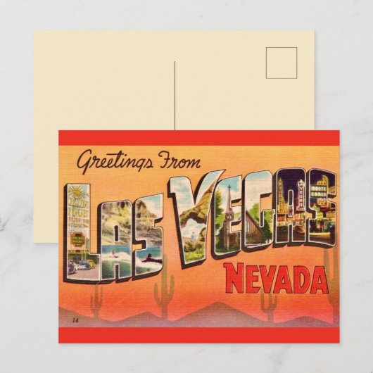 Las Vegas NV Retro Groet Briefkaart (Voorkant / Achterkant)
