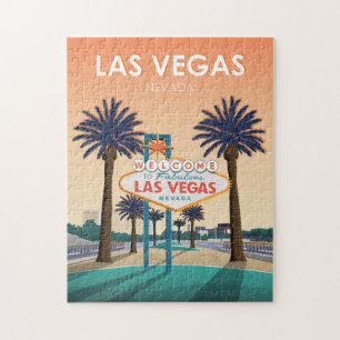 Las Vegas NV Welkomstbord Sunset Vintage Travel Legpuzzel