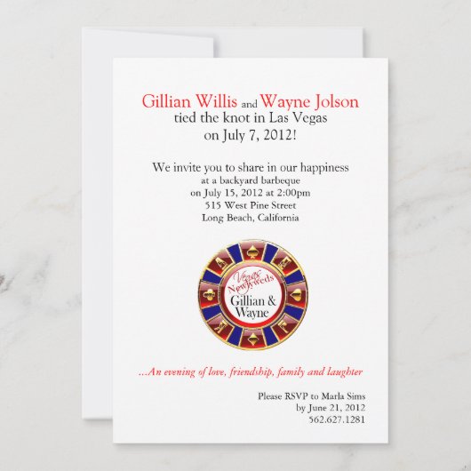 Las Vegas Ontvangst (neem contact met me op om te  Kaart (Achterkant)