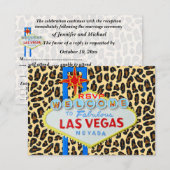 Las Vegas Ontvangst RSVP Luipaard Bont Kaartje (Voorkant / Achterkant)