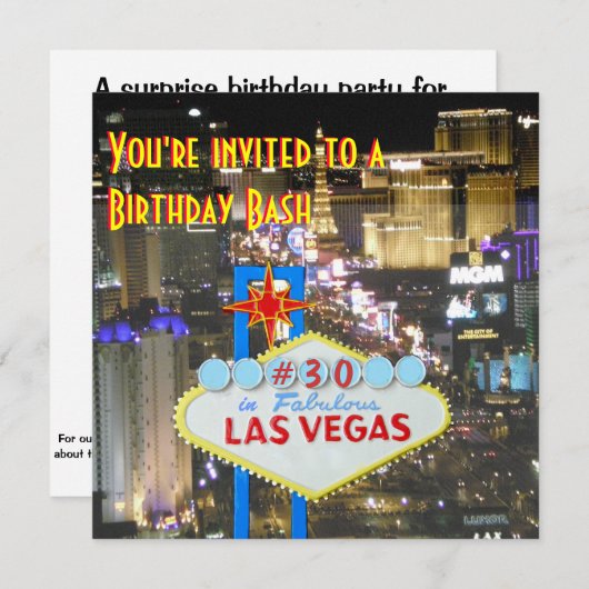 Las Vegas Party 30th Birthday Kaart (Voorkant / Achterkant)