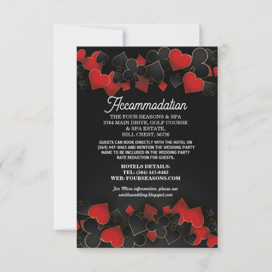 Las Vegas Party Accommodatie Kaarten Casino Weddin (Voorkant)