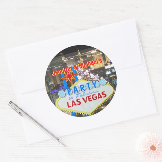 Las Vegas Party Ronde Sticker (Envelop)