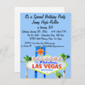 Las Vegas Party Uitnodiging met Welkomstteken (Voorkant / Achterkant)