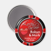 Las Vegas Passen getrouwd Casino Chip Magnet Favor (Voorkant / Achterkant)