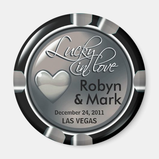 Las Vegas Passen getrouwd Casino Chip Magnet Favor (Voorkant)