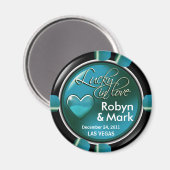 Las Vegas Passen getrouwd Casino Chip Magnet Favor (Voorkant / Achterkant)