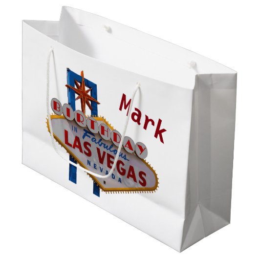 Las Vegas Personalized Birthday Gift Bag Groot Cadeauzakje (Voorkant Gekanteld)