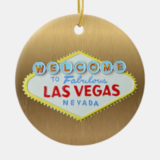 Las Vegas Personalized Holiday Gold Keramisch Ornament (Voorkant)