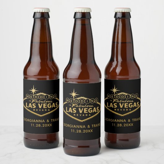 Las Vegas Personalized Wedding Favor Bier Etiket (Flessen)