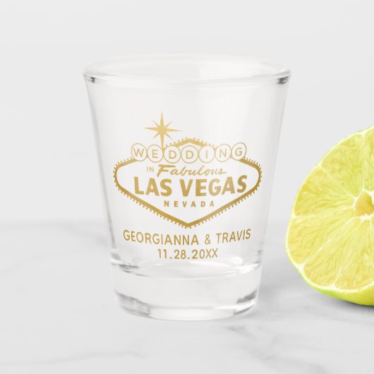 Las Vegas Persoonlijke huwelijksbriefing Favor Shot Glas (Voorkant)