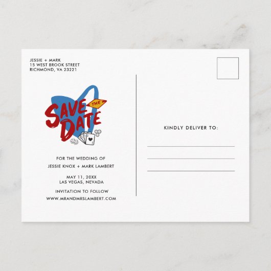 Las Vegas Photo Save the Date Aankondigingskaart (Achterkant)