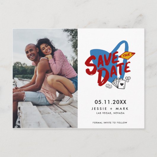 Las Vegas Photo Save the Date Aankondigingskaart (Voorkant)