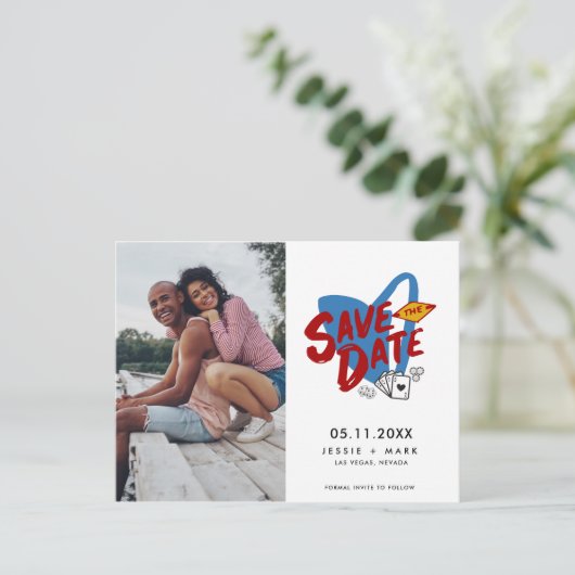 Las Vegas Photo Save the Date Aankondigingskaart (Staand voorkant)