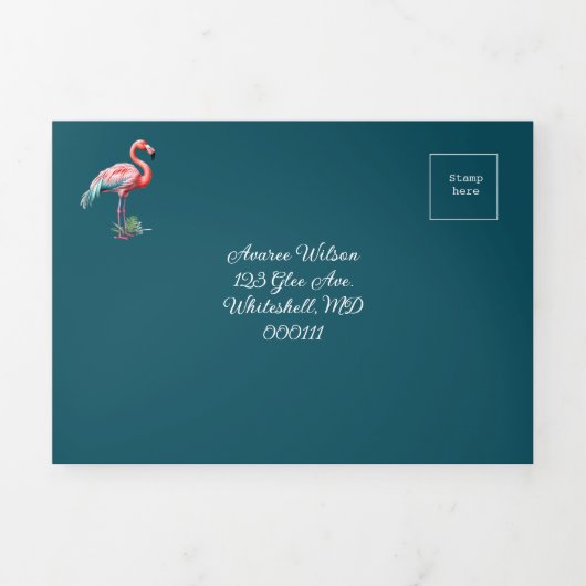 Las Vegas Pink Flamingos Drieluik Uitnodiging (Cover)