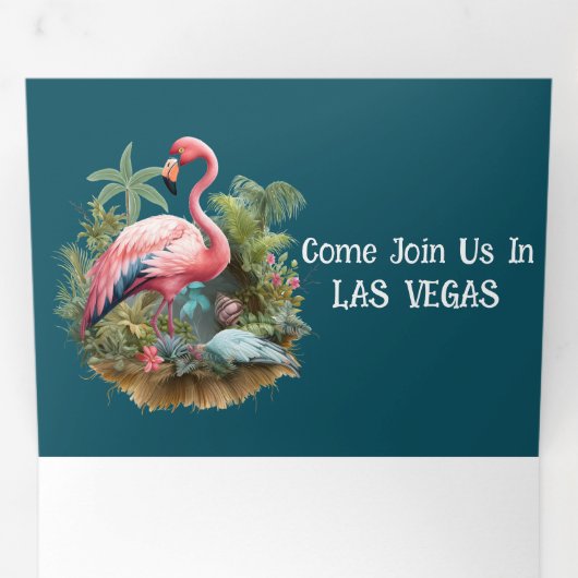 Las Vegas Pink Flamingos Drieluik Uitnodiging (Binnenzijde eerst)