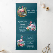 Las Vegas Pink Flamingos Drieluik Uitnodiging (Binnen)