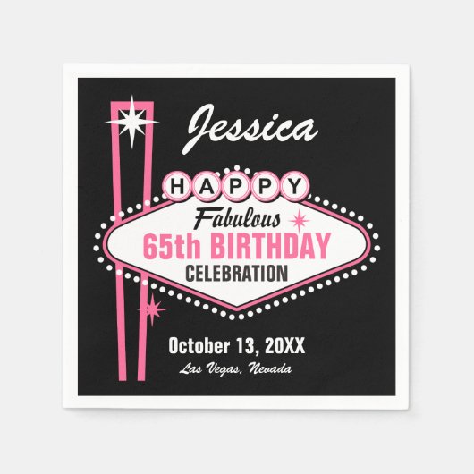 Las Vegas Pink Happy Servetten (Voorkant)