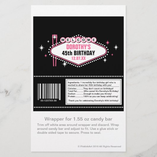 Las Vegas Pink Snoep Wrapper Flyer (Voorkant)